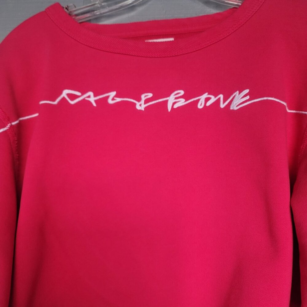 rag and bone Bright Rose Script Logo Cropped Pullover. Size S/P - Picture 2 of 6